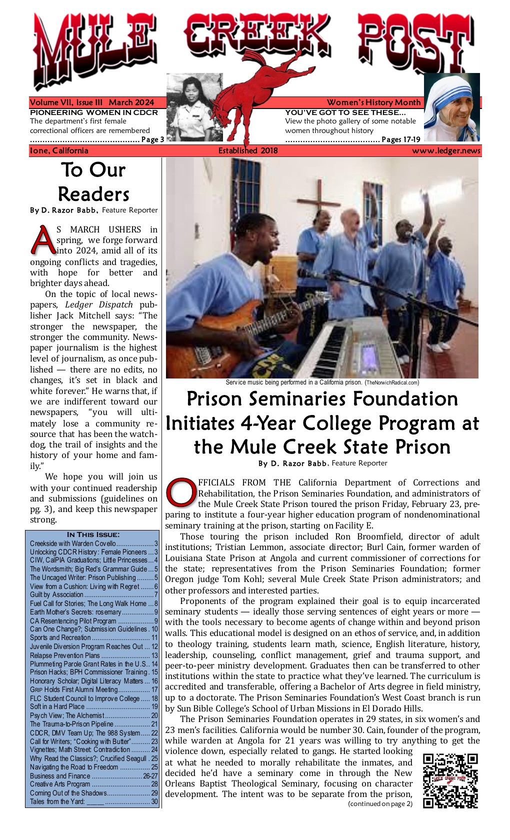 March 2024 Mule Creek Post front page