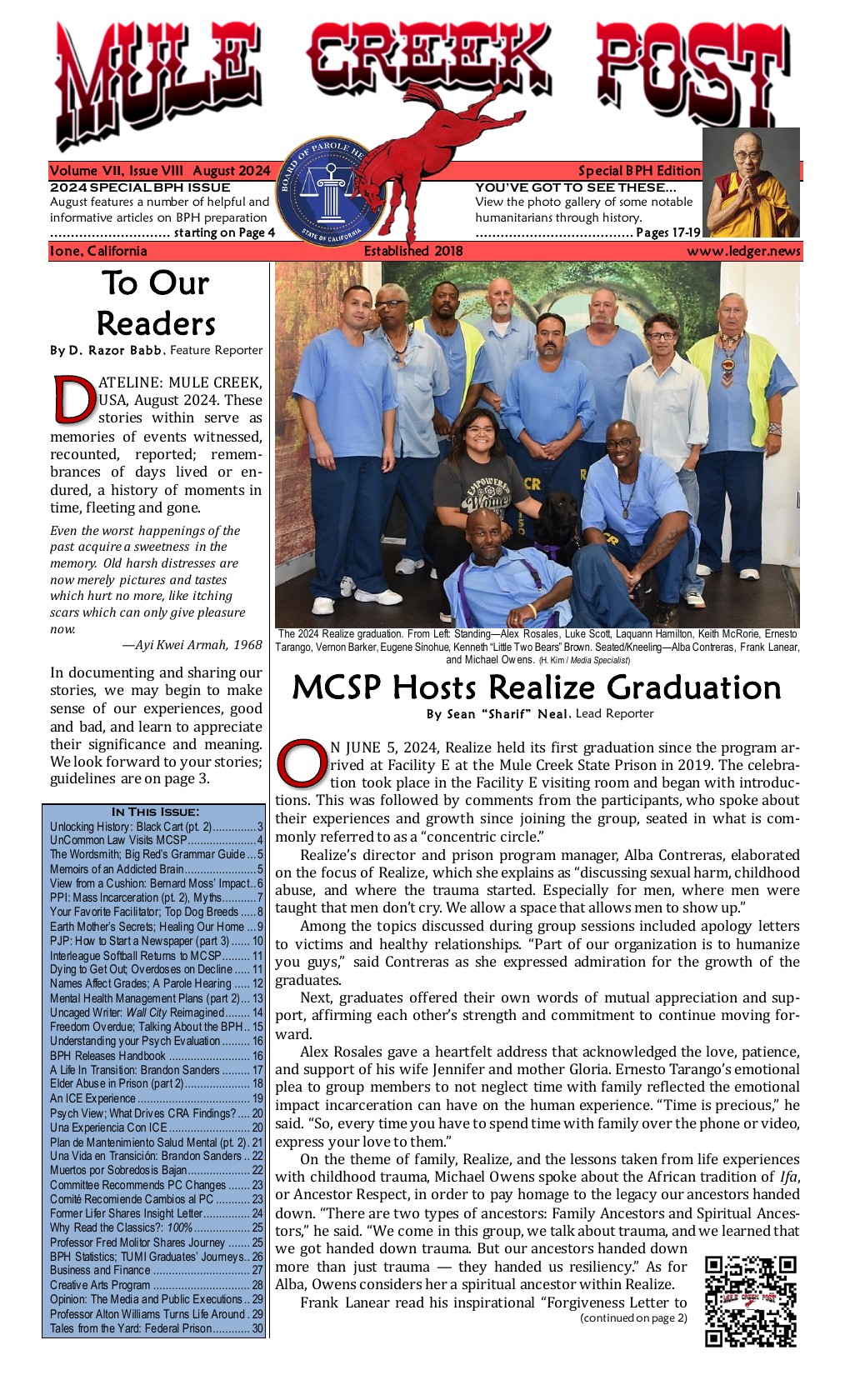 August 2024 Mule Creek Post front page