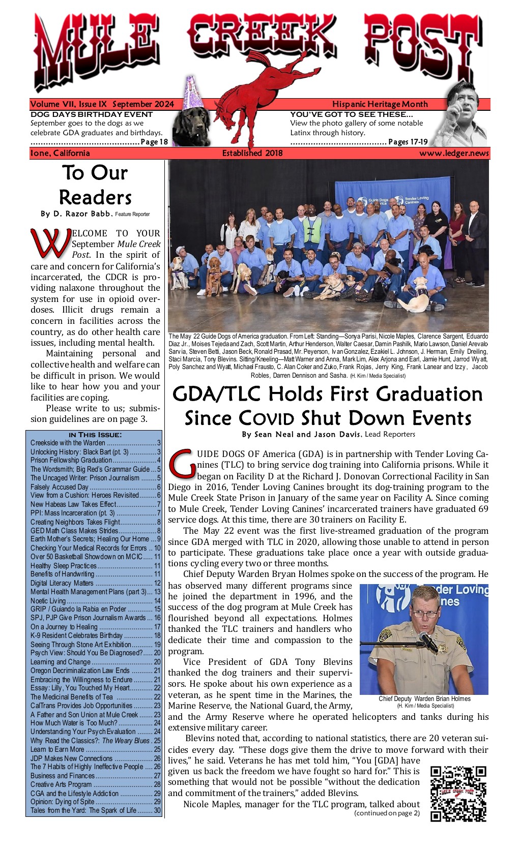 September 2024 Mule Creek Post front page