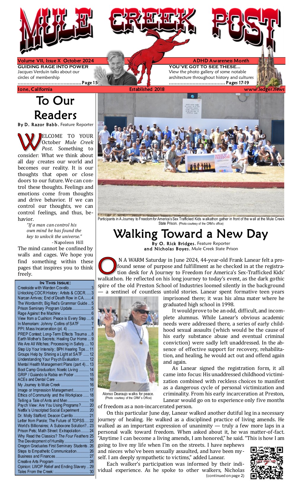 October 2024 Mule Creek Post front page