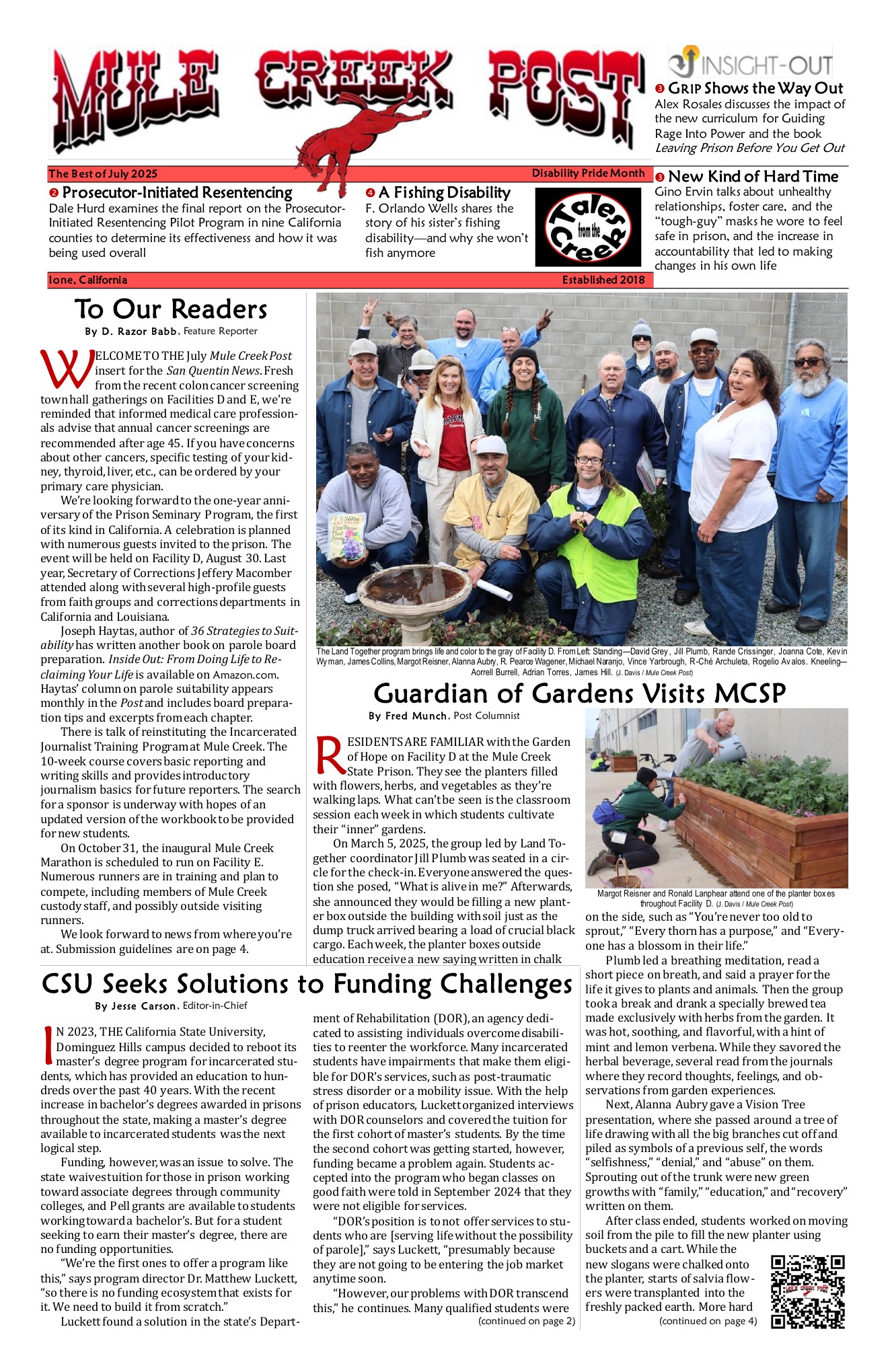 July 2025 Mule Creek Post front page