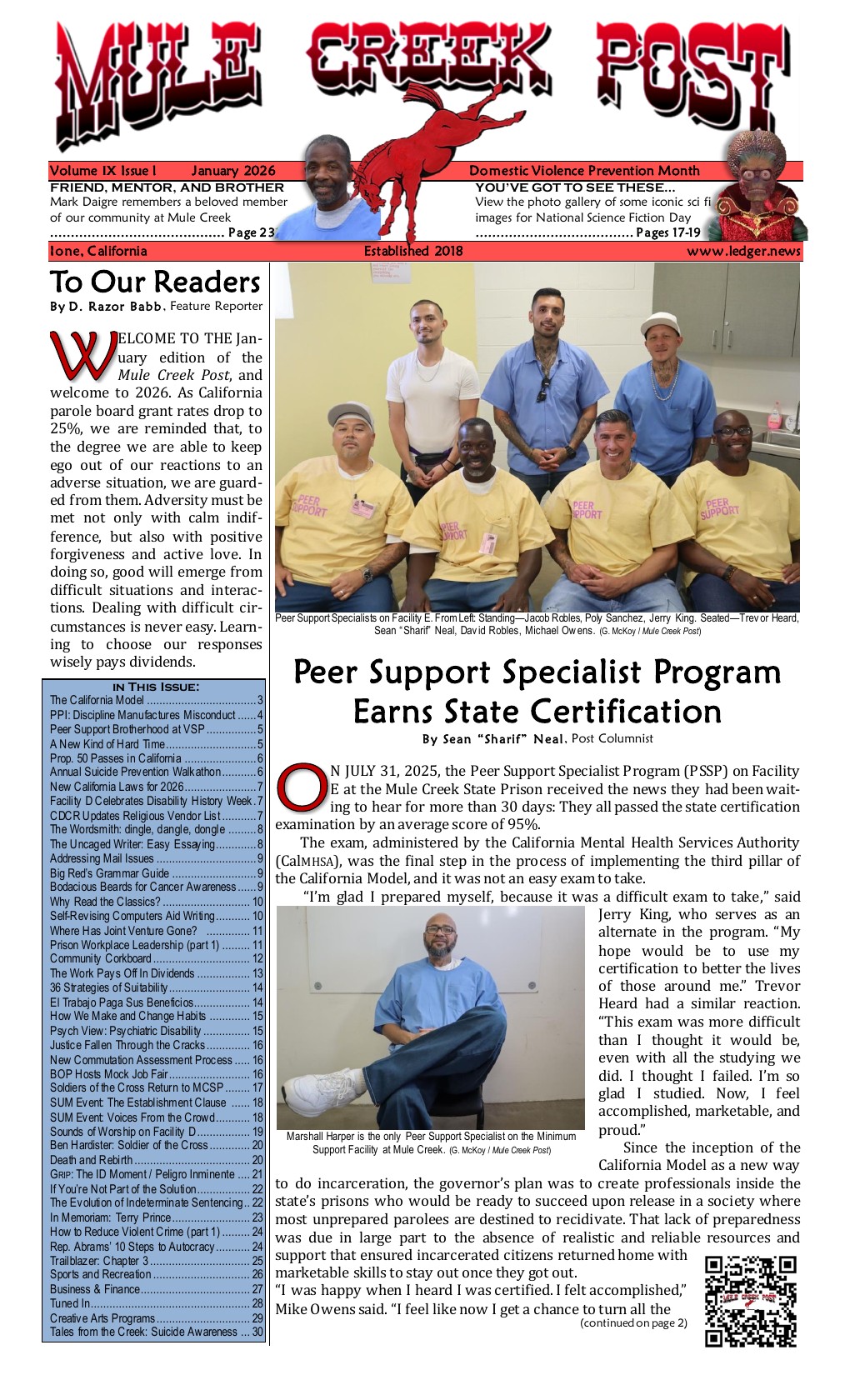 January 2026 Mule Creek Post front page